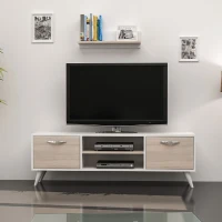 Homemania Mobile TV Horus TV Stand W120xD30xH45 cm, Shelf W60xD16xH16 cm Bianco, Sonoma(m-1)