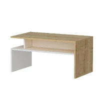 Tavolino Ada con Ripiani e Mensole Bianco e Rovere in Legno L90xP50xA43 cm(m-3)