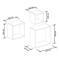 Homemania Mensola Fuji W43,6xD19,5xH43,6 cm, W33,6xD19,5xH33,6 cm, W23,6xD19,5xH23,6 cm Bianco(m-2)