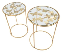 Tavolinetti Glam Butterfly Coppia Cm Ø 43X60-38X55(m-5)