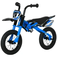 HOMCOM 12" Kids Balance Bike, No Pedal Training Bicycle w/ Air Filled Tyres, Soft Handlebar, PU Seat, for Ages 3-6 Years Gift for Boys Girls - Blue(m-11)