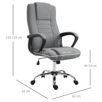Vinsetto Office Chair, Computer Desk Chair, Linen Fabric Swivel Chair with Adjustable Height, Rolling Wheels for Home and Study, Grey(m-3)