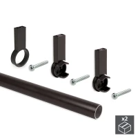 Emuca Bastone appendiabiti, rotondo, D. 28 mm, 1.400 mm, Alluminio, Color moka, 2 u.(m-2)