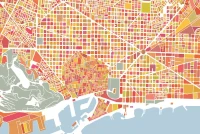 Homemania Quadro Mappa Canvas Art Rosso W100xD2xH70 cm(m-1)