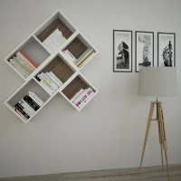 Homemania Libreria Delos W96xD20xH117 cm Bianco, Rovere(m-1)