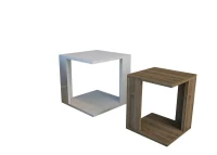 Homemania Tavolino Da Caffè Cubic W40xD40xH40 cm, W29xD29xH35,4 cm Bianco, Noce(m-1)