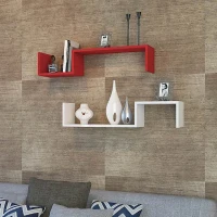 Homemania Set 2 Mensole Liatris W95,4xD19,5xH19,5 cm Bianco, Rosso(m-1)