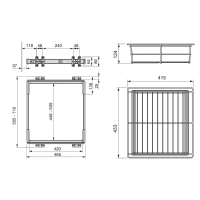 Emuca Kit di guida e cassetto metallico Keeper per modulo 600 mm e finitura anodizzato opaco(m-4)
