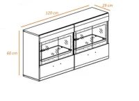 Homemania Mobile TV Dublin W300xD45xH180 cm , Bianco, Bianco Lucido PVC, Vetro Nero(m-4)