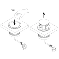 Emuca Torretta con 3 prese e con 2 usb, da incasso, a scomparsa, push, Acciaio e Plastica, nero(m-6)