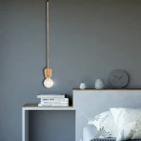 Homemania Lampada A Sospensione Line Ecrù, Rovere W10xD10xH120 cm(m-2)