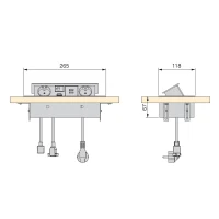 Emuca Multipresa da scrivania, 2 USB +1 HDMI + 2 prese EU, 265x120 mm, Acciaio e alluminio, Color alluminio(m-2)