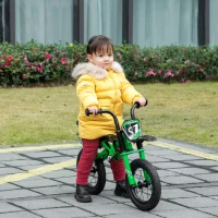 HOMCOM 12" Kids Balance Bike, No Pedal Training Bicycle w/ Air Filled Tyres, Soft Handlebar, PU Seat, for Ages 3-6 Years Gift for Boys Girls - Green(m-10)