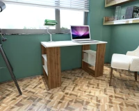 Homemania Scrivania Clove W120xD60xH75 cm Bianco, Noce(m-1)