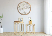 Tavolinetti Da Caffe' Gold Coppia Cm Ø 50X60-45X50(m-2)