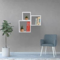 Mensola Kutugen da Parete Porta Oggetti in Legno Bianco L35xP22xA35 cm(m-1)