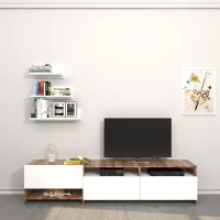 Homemania Mobile TV Campbell Lower Cabinet W180xD28,4xH40 cm, Shelves W35/45/55XD15xH15 cm Bianco, Legno(m-1)