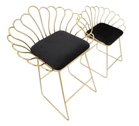 Sgabello Glam Flower Nero Cm 57X52X94-56X48X72,50(m-7)