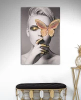 Stampa Su Tela Con Applicazioni -B- Butterly  Cm 80X3.8X120(m-11)