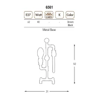 Homemania Lampada Da Tavolo Metal W21xD17xH48 cm Marrone Scuro(m-2)