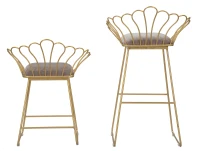 Sgabello Glam Flower Grigio Cm 57X52X94-56X48X72,50(m-4)