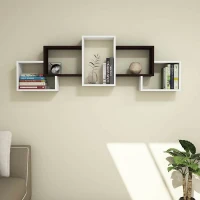 Homemania Mensola Berril W164xD20xH55 cm Bianco, Wenge(m-2)