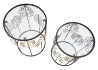 Tavolinetti Foglie Glam Coppia Cm Ø 38X55-33X50(m-5)