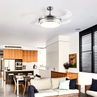 HOMCOM Indoor Ceiling Fan with Light, Retractable Blades, Modern Mount Dimmable LED Lighting Fan with Remote Controller, for Bedroom, Living Room(m-11)