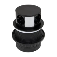 Emuca Torretta con 3 prese e con 2 usb, da incasso, a scomparsa, push, Acciaio e Plastica, nero(m-1)