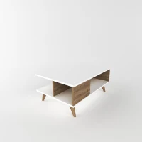 Homemania Tavolino Da Caffè Lyon W90xD60xH39 cm Bianco, Noce(m-1)