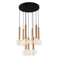 Homemania Lampadario Tubo Nero, Oro(m-1)