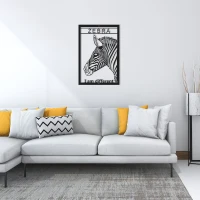 Homemania Decorazione Da Parete Zebra in Metallo Nero W50xD0,16xH34 cm(m-1)