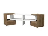 Homemania Mobile TV Fold W141,2xD29,7xH38,8 cm Bianco, Noce(m-2)