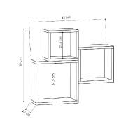 Mensola Kutugen da Parete Porta Oggetti in Legno Bianco L35xP22xA35 cm(m-3)