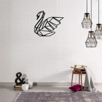 Homemania Decorazione Da Parete in Acciaio Cigno Nero W43xD0,15xH34 cm(m-2)