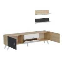 Homemania Mobile TV Only W160xD32xH45 cm con 2 Mensole W60xD16xH16 cm (2 pcs) Bianco, Rovere, Antracite(m-8)