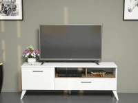 Homemania Mobile TV Sun W120xD31,7xH48,6 cm Bianco, Noce(m-1)