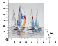 Dipinto Su Tela Barche A Vela -A- Cm 60X3X60(m-8)