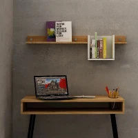 Mensola Basil Metal Ripiano Porta Libri in Rovere Bianco L120xP25xA25cm(m-2)