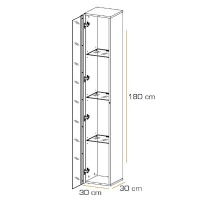 Homemania Armadio Graz Nero Opaco, Nero Lucido PVC W30xD30xH180 cm(m-2)