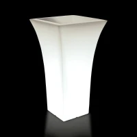 Farmet New Patio Vaso Quadrato Cm85 H. Bianco Perla Illuminato 48x48x85(m-2)