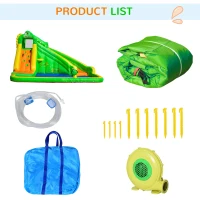 Outsunny 5 in 1 Kids Bouncy Castle Large Crocodile Style Inflatable House Slide Basket Water Pool Gun Climbing Wall with Blower Carrybag for Kids Age 3-8, 3.85 x 2.85 x 2.25m(m-8)