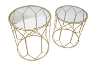 Tavolinetti Da Caffe' Gold Coppia Cm Ø 50X60-45X50(m-3)