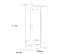 Homemania Mobile Ingresso Deniz W120xD40xH184 cm Bianco, Noce(m-4)