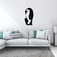 Homemania Decorazione Da Parete Pinguino in Metallo Nero W50xD0,16xH25 cm(m-1)