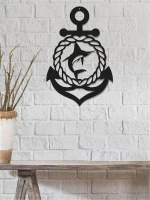 Homemania Decorazione Da Parete Ancora Nero W50xD0,16xH33 cm(m-1)