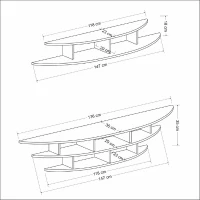Homemania Alvino Mobile TV Lower Unit W176xD35xH35 cm, Upper Unit W147xD29xH18 cm Bianco(m-7)