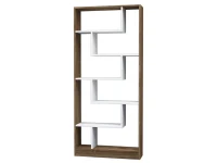 Homemania Libreria Riga W80xD22,2xH180,8 cm Bianco, Noce(m-1)