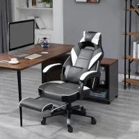 Vinsetto Gaming Chair Ergonomic Recliner w/ Thick Padding Footrest Headrest Lumbar Pillow 5 Wheels Racing Swivel Height Adjustable Home Office Chair Grey(m-12)