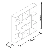 Homemania Libreria Leef W136xD22xH136 cm Bianco, Noce(m-4)